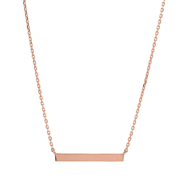 10k Solid Gold Thin Bar Necklace - Rose Gold - Necklaces - Ofina