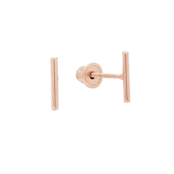 10k Solid Gold Bar Studs - Rose Gold - Earrings - Ofina