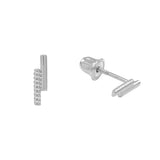 10k Solid Gold Double Bar Studs - White Gold - Earrings - Ofina