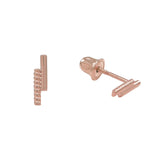 10k Solid Gold Double Bar Studs - Rose Gold - Earrings - Ofina