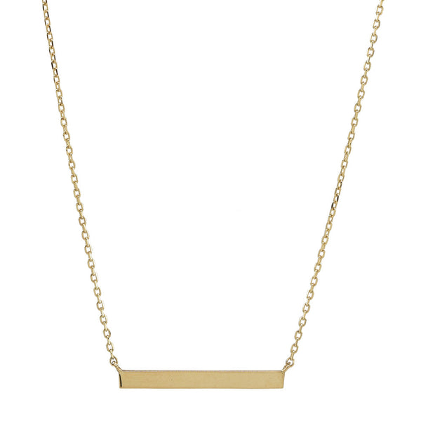 10k Solid Gold Thin Bar Necklace - Yellow Gold - Necklaces - Ofina