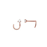 10k Solid Gold 2mm CZ Nose Stud - Rose Gold - Nose - Ofina