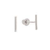 10k Solid Gold Bar Studs - White Gold - Earrings - Ofina