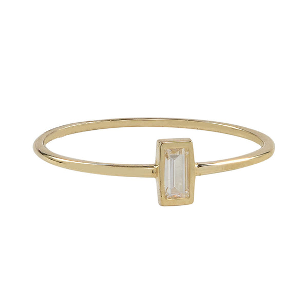 10k Solid Gold Vertical CZ Baguette Ring - Yellow Gold / 5 - Rings - Ofina
