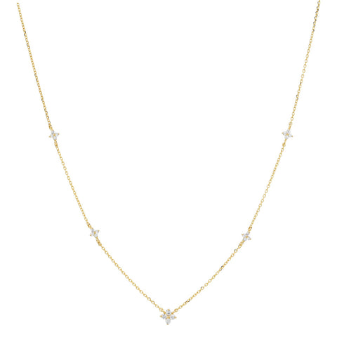 14k Solid Gold Multi-Sparkle Necklace -  - Necklaces - Ofina