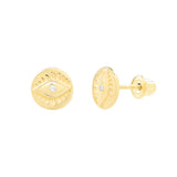 10k Solid Gold CZ Evil Eye Studs -  - Earrings - Ofina