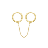 10k Solid Gold Huggie Chain Duo -  - Earrings - Ofina