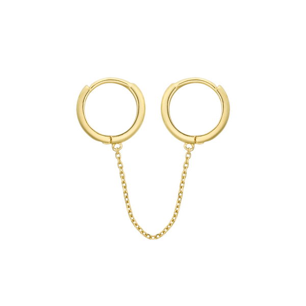 10k Solid Gold Huggie Chain Duo -  - Earrings - Ofina