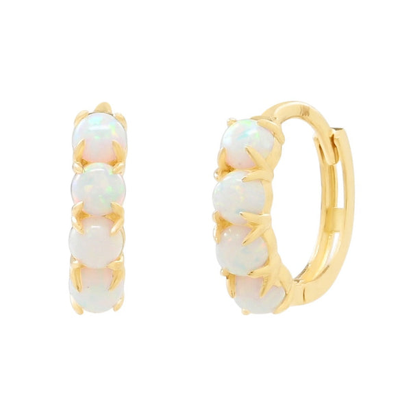 10k Solid Gold Opal Huggies -  - Earrings - Ofina