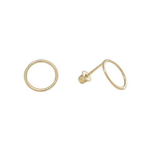 10k Solid Gold Circle Outline Studs - Yellow Gold - Earrings - Ofina