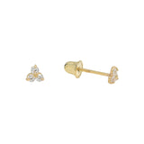 10k Solid Gold Tri-CZ Studs - Yellow Gold - Earrings - Ofina