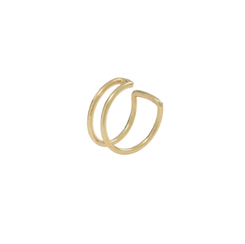 10k Solid Gold Double Line Middle Ear Cuff - Yellow Gold - Earrings - Ofina