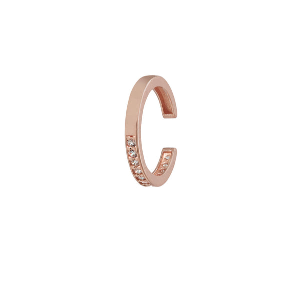 10k Solid Gold CZ Channel Middle Ear Cuff - Rose Gold - Earrings - Ofina