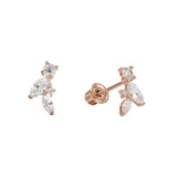 10k Solid Gold Marquise & Round CZ Studs - Rose Gold - Earrings - Ofina