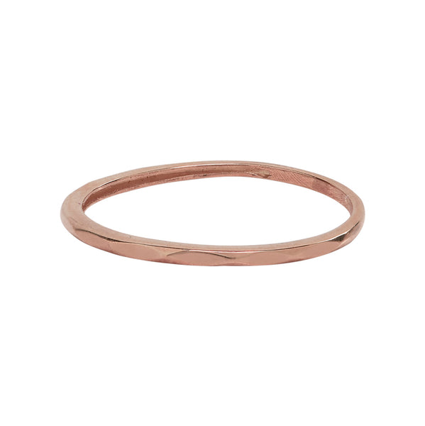 10k Solid Gold Hammered Band - Rose Gold / 5 - Rings - Ofina