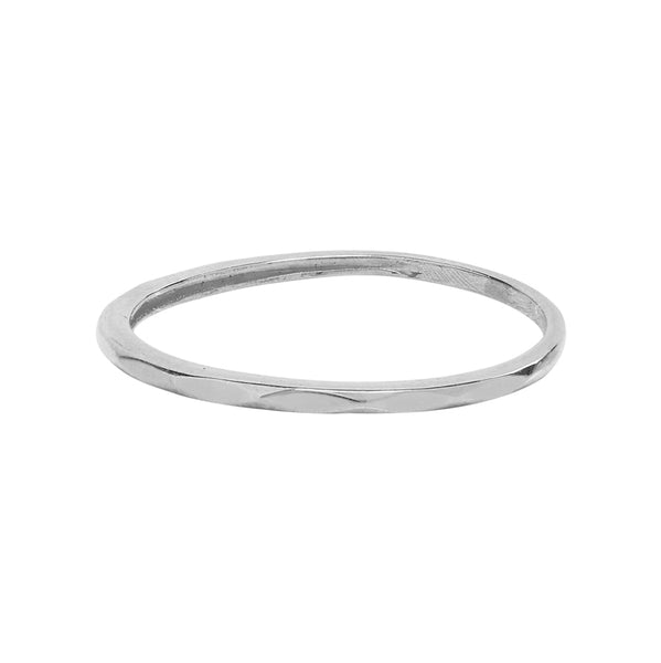 10k Solid Gold Hammered Band - White Gold / 5 - Rings - Ofina