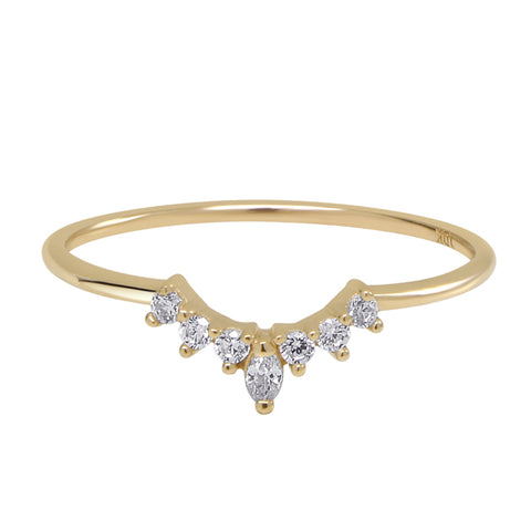 10k Solid Gold CZ Tiara Ring - Yellow Gold / 5 - Rings - Ofina