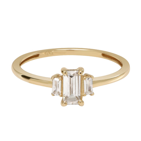 10k Solid Gold CZ Baguette Trapezoid Ring - Yellow Gold / 5 - Rings - Ofina