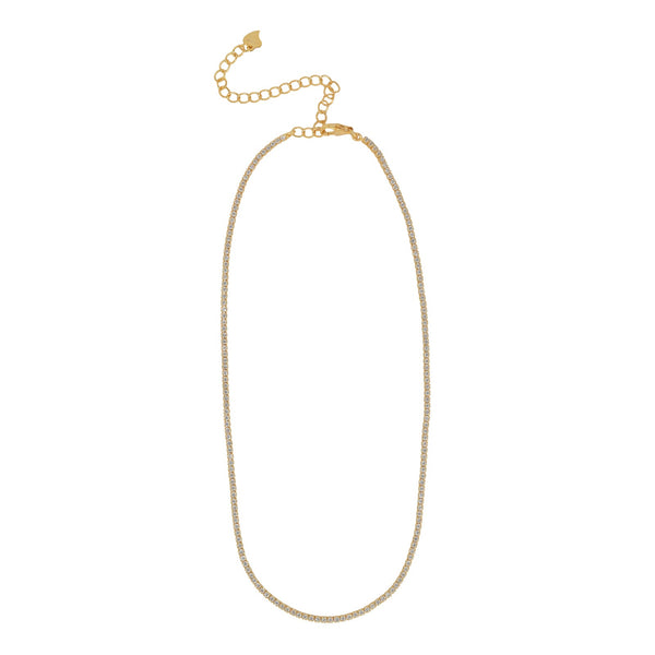 CZ Tennis Choker - Gold - Necklaces - Ofina