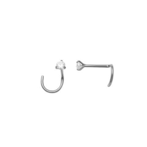 10k Solid Gold 2mm CZ Nose Stud - White Gold - Nose - Ofina