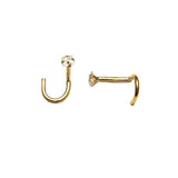 10k Solid Gold 3mm Square CZ Prong Nose Stud - Yellow Gold - Nose - Ofina