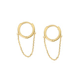 10k Solid Gold Huggie Dangle Chain - Medium - Sold Individually / Yellow Gold - Earrings - Ofina