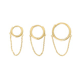 10k Solid Gold Huggie Dangle Chain -  - Earrings - Ofina