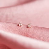 10k Solid Gold Tiny Round/Teardrop CZ Studs -  - Earrings - Ofina