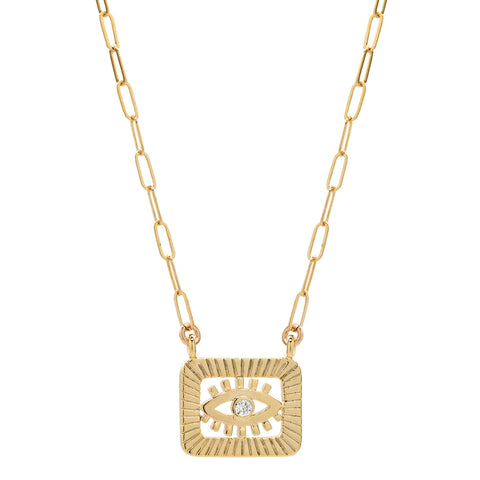 Square CZ Eye Necklace -  - Necklaces - Ofina